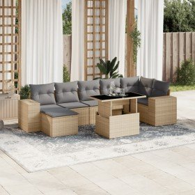 Set de sofás de jardín y cojines 8 piezas ratán sintético beige en Conjuntos de jardín | Comprar online en Foru.es