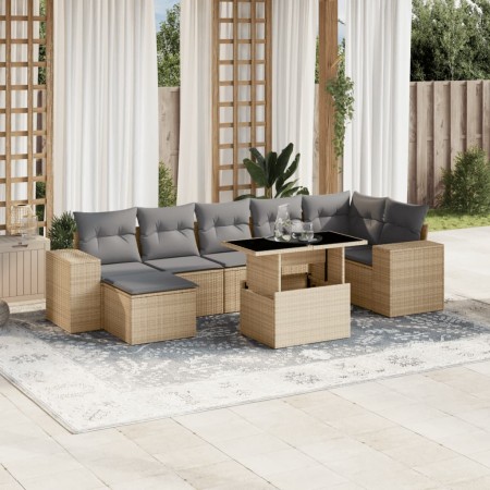 Set de sofás de jardín y cojines 8 piezas ratán sintético beige en Conjuntos de jardín | Comprar online en Foru.es