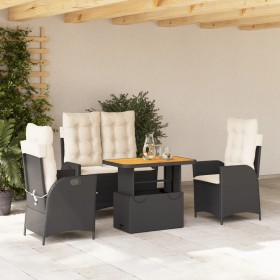 Juego comedor jardín 4 piezas con cojines ratán sintético negro de , Conjuntos de jardín - Ref: Foro24-3277443, Precio: 439,6...
