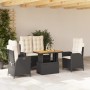 Juego comedor jardín 4 piezas con cojines ratán sintético negro de , Conjuntos de jardín - Ref: Foro24-3277443, Precio: 439,6...