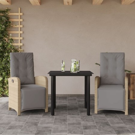 Sillas y mesita de jardín 3 piezas ratán sintético cojín beige de , Conjuntos de jardín - Ref: Foro24-3212591, Precio: 354,72...