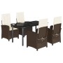 Set comedor de jardín 5 piezas y cojines ratán sintético marrón de , Conjuntos de jardín - Ref: Foro24-3212344, Precio: 631,9...