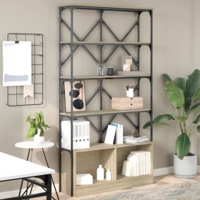 Estantería madera ingeniería y metal roble Sonoma 100x26x180 cm de , Librerías y estanterías - Ref: Foro24-845427, Precio: 12...