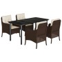 Set comedor de jardín 5 piezas y cojines ratán sintético marrón de , Conjuntos de jardín - Ref: Foro24-3211944, Precio: 527,6...