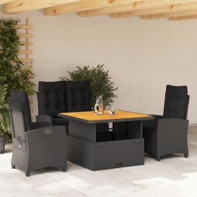Juego comedor jardín 4 piezas con cojines ratán sintético negro de , Conjuntos de jardín - Ref: Foro24-3277393, Precio: 549,6...
