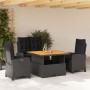 Juego comedor jardín 4 piezas con cojines ratán sintético negro de , Conjuntos de jardín - Ref: Foro24-3277393, Precio: 549,6...