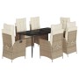 Set comedor de jardín 7 pzas con cojines ratán sintético beige de , Conjuntos de jardín - Ref: Foro24-3213239, Precio: 902,77...