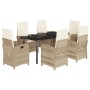Set comedor de jardín 7 pzas con cojines ratán sintético beige de , Conjuntos de jardín - Ref: Foro24-3212386, Precio: 823,85...