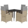 Set comedor de jardín 5 pzas con cojines ratán sintético beige de , Conjuntos de jardín - Ref: Foro24-3212392, Precio: 586,29...