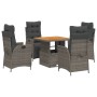 Set comedor de jardín 5 piezas con cojines ratán sintético gris de , Conjuntos de jardín - Ref: Foro24-3277460, Precio: 610,4...