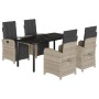 Set comedor de jardín 5 pzas cojines ratán sintético gris claro de , Conjuntos de jardín - Ref: Foro24-3212608, Precio: 669,3...