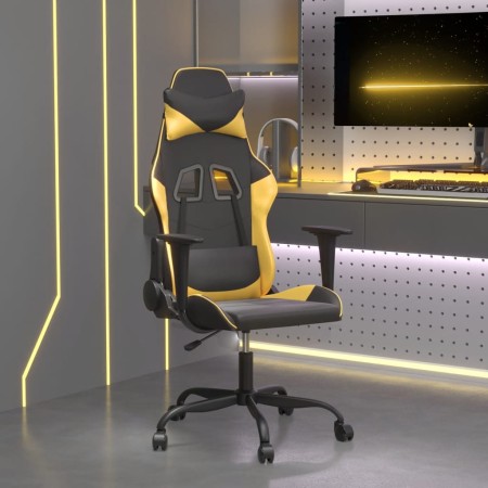 Silla gaming de masaje cuero sintético negro y dorado de , Sillones para videojuegos - Ref: Foro24-345401, Precio: 112,34 €, ...