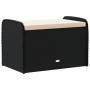 Banco de almacenaje con cojín ratán sintético negro 80x51x52 cm de , Bancos de jardín - Ref: Foro24-365730, Precio: 129,24 €,...