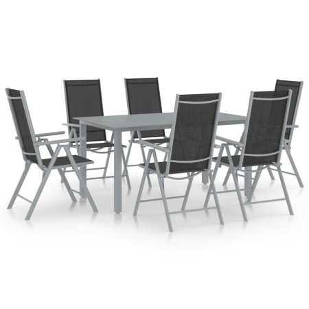 Set de comedor para jardín 7 piezas aluminio plata y negro de , Conjuntos de jardín - Ref: Foro24-3070636, Precio: 471,39 €, ...
