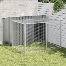 Caseta perros con corral acero galvanizado gris 153x194x110 cm de , Casetas para perros - Ref: Foro24-3214222, Precio: 226,46...