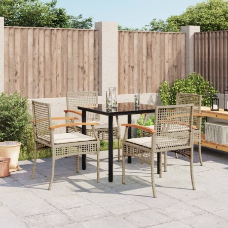 Set comedor de jardín 5 pzas con cojines ratán sintético beige de , Conjuntos de jardín - Ref: Foro24-3213632, Precio: 365,38...