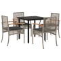 Set comedor de jardín 5 piezas con cojines ratán sintético gris de , Conjuntos de jardín - Ref: Foro24-3213618, Precio: 296,5...