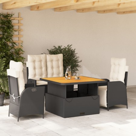 Juego comedor jardín 4 piezas con cojines ratán sintético negro de , Conjuntos de jardín - Ref: Foro24-3277441, Precio: 522,1...
