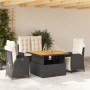 Juego comedor jardín 4 piezas con cojines ratán sintético negro de , Conjuntos de jardín - Ref: Foro24-3277441, Precio: 522,1...
