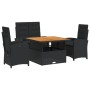 Juego comedor jardín 4 piezas con cojines ratán sintético negro de , Conjuntos de jardín - Ref: Foro24-3277332, Precio: 494,8...