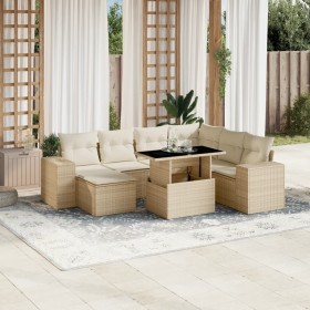 Set de sofás de jardín y cojines 8 piezas ratán sintético beige en Conjuntos de jardín | Comprar online en Foru.es