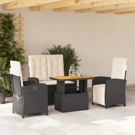 Juego comedor jardín 4 piezas con cojines ratán sintético negro de , Conjuntos de jardín - Ref: Foro24-3277324, Precio: 514,3...