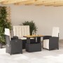 Juego comedor jardín 4 piezas con cojines ratán sintético negro de , Conjuntos de jardín - Ref: Foro24-3277324, Precio: 514,3...