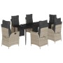 Set comedor jardín 7 pzas y cojines ratán sintético gris claro de , Conjuntos de jardín - Ref: Foro24-3213467, Precio: 980,08...