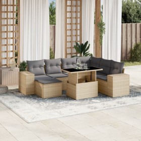 Set de sofás de jardín y cojines 8 piezas ratán sintético beige en Conjuntos de jardín | Comprar online en Foru.es