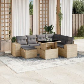 Set de sofás de jardín y cojines 8 piezas ratán sintético beige en Conjuntos de jardín | Comprar online en Foru.es
