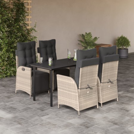 Set comedor de jardín 5 pzas cojines ratán sintético gris claro de , Conjuntos de jardín - Ref: Foro24-3213471, Precio: 595,6...