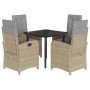 Set comedor de jardín 5 pzas con cojines ratán sintético beige de , Conjuntos de jardín - Ref: Foro24-3212402, Precio: 571,13...