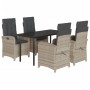 Set comedor de jardín 5 pzas cojines ratán sintético gris claro de , Conjuntos de jardín - Ref: Foro24-3212423, Precio: 598,4...