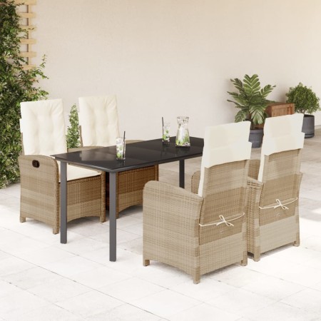 Set comedor de jardín 5 pzas con cojines ratán sintético beige de , Conjuntos de jardín - Ref: Foro24-3212384, Precio: 562,13...