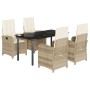Set comedor de jardín 5 pzas con cojines ratán sintético beige de , Conjuntos de jardín - Ref: Foro24-3212384, Precio: 562,13...