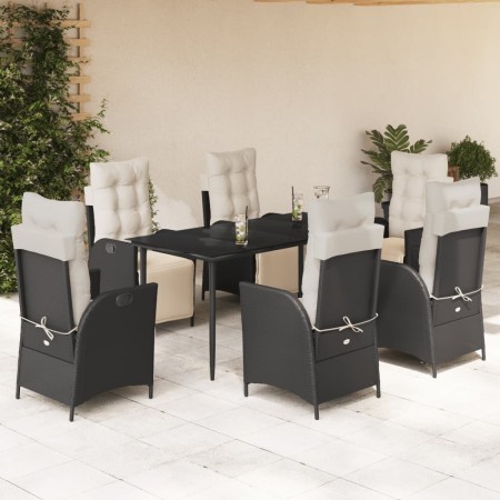 Set de comedor de jardín 7 pzas y cojines ratán sintético negro de , Conjuntos de jardín - Ref: Foro24-3213382, Precio: 956,0...