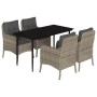 Set comedor de jardín 5 pzas cojines ratán sintético gris claro de , Conjuntos de jardín - Ref: Foro24-3211992, Precio: 521,4...