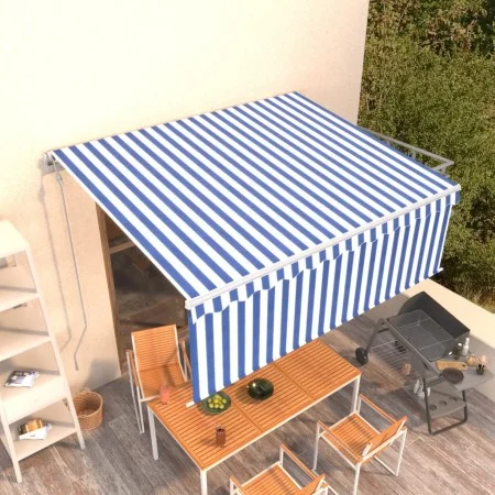 Toldo automático retráctil con persiana azul y blanco 4,5x3 m by vidaXL, Awnings - Ref: Foro24-3069326, Price: 421,04 €, Disc...