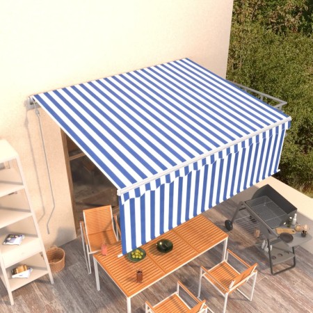Toldo automático retráctil con persiana azul y blanco 4,5x3 m de vidaXL, Toldos - Ref: Foro24-3069326, Precio: 480,96 €, Desc...