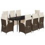 Set comedor para jardín 9 pzas y cojines ratán sintético marrón de , Conjuntos de jardín - Ref: Foro24-3213412, Precio: 1,00 ...