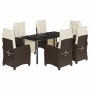 Set comedor de jardín 7 pzas con cojines ratán sintético marrón de , Conjuntos de jardín - Ref: Foro24-3212985, Precio: 1,00 ...