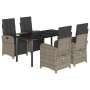 Set comedor de jardín 5 piezas con cojines ratán sintético gris de , Conjuntos de jardín - Ref: Foro24-3212566, Precio: 622,0...