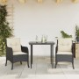 Set comedor de jardín 3 pzas con cojines ratán sintético negro de , Conjuntos de jardín - Ref: Foro24-3211906, Precio: 306,81...