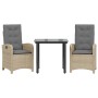 Set comedor de jardín 3 pzas con cojines ratán sintético beige de , Conjuntos de jardín - Ref: Foro24-3212400, Precio: 309,46...