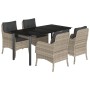 Set comedor de jardín 5 pzas cojines ratán sintético gris claro de , Conjuntos de jardín - Ref: Foro24-3212000, Precio: 527,9...