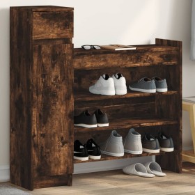 Zapatero madera de ingeniería roble ahumado 100,5x28x100 cm de , Zapateros y organizadores de calzado - Ref: Foro24-840426, P...