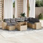 Set de sofás de jardín 9 pzas con cojines ratán sintético beige en Conjuntos de jardín | Comprar online en Foru.es