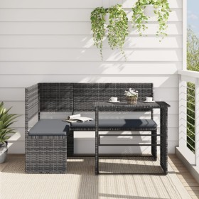 Sofá de jardín en forma de L con mesa y cojines ratán PE gris de , Conjuntos de jardín - Ref: Foro24-362348, Precio: 234,75 €...