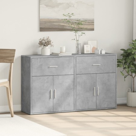 Aparador de madera ingeniería 2 uds gris hormigón 60x31x70 cm de , Aparadores - Ref: Foro24-3276549, Precio: 136,54 €, Descue...