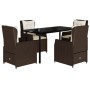 Set comedor de jardín 5 piezas y cojines ratán sintético marrón de , Conjuntos de jardín - Ref: Foro24-3262849, Precio: 549,4...